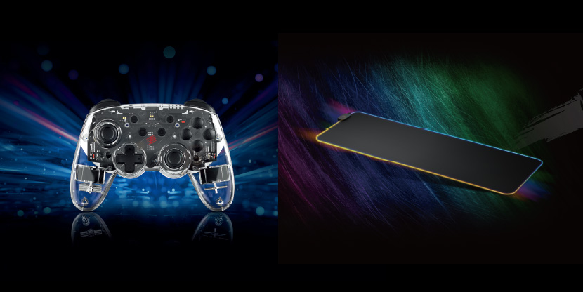 Featuring precision-enhancing fabric and dynamic RGB lighting, the S.U.R.F. RGB provides superior control and vivid lighting effects. The C.A.T. 9 wireless game controller delivers a unique gamer aesthetic while providing unprecedented cross-platform gaming compatibility and functionality.